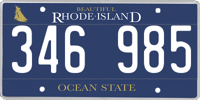 RI license plate 346985