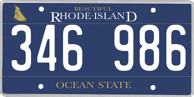 RI license plate 346986