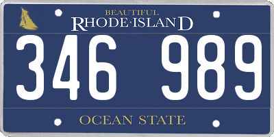 RI license plate 346989