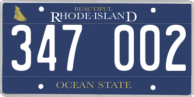 RI license plate 347002