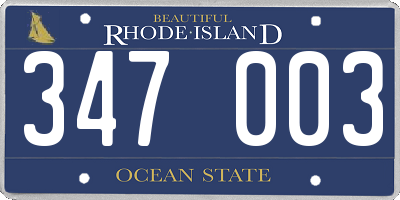 RI license plate 347003