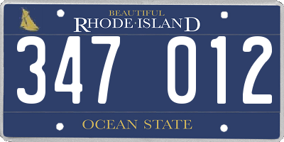 RI license plate 347012