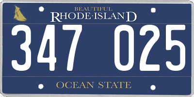 RI license plate 347025