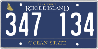RI license plate 347134