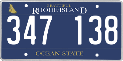 RI license plate 347138