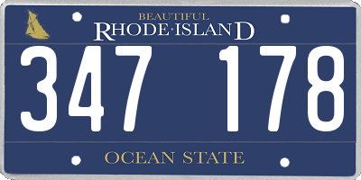 RI license plate 347178