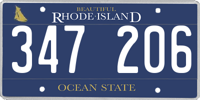 RI license plate 347206