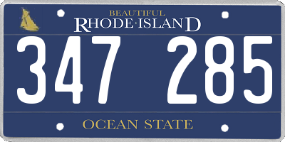 RI license plate 347285
