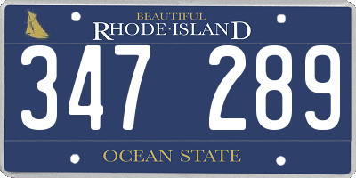 RI license plate 347289