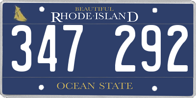 RI license plate 347292