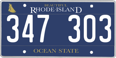 RI license plate 347303