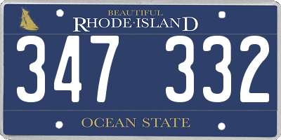 RI license plate 347332