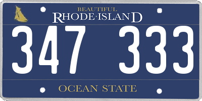 RI license plate 347333