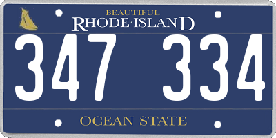 RI license plate 347334