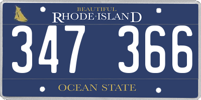 RI license plate 347366