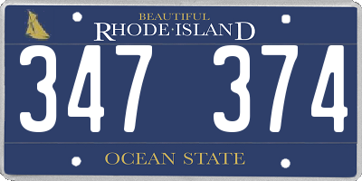 RI license plate 347374