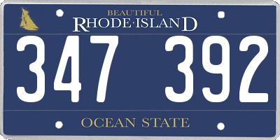 RI license plate 347392