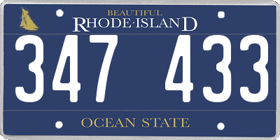 RI license plate 347433
