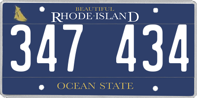 RI license plate 347434