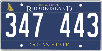 RI license plate 347443