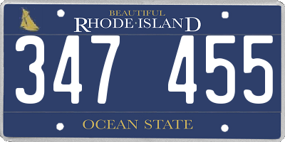 RI license plate 347455