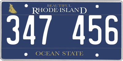 RI license plate 347456