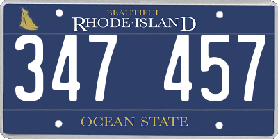 RI license plate 347457