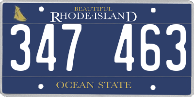 RI license plate 347463
