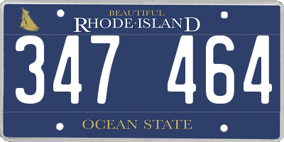 RI license plate 347464