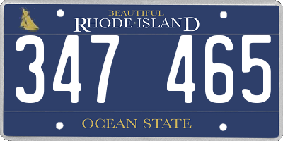 RI license plate 347465