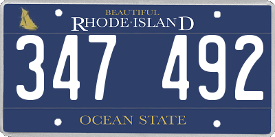 RI license plate 347492