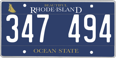 RI license plate 347494