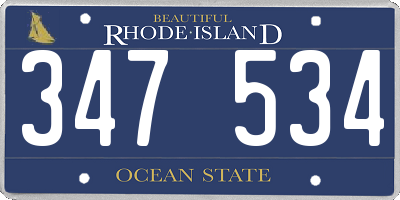 RI license plate 347534