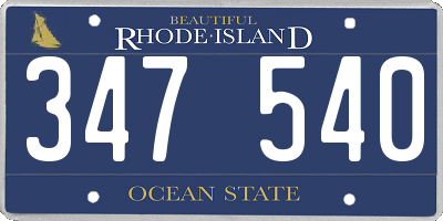 RI license plate 347540