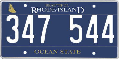 RI license plate 347544