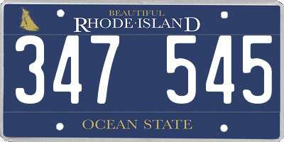 RI license plate 347545