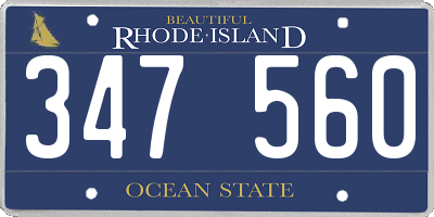 RI license plate 347560