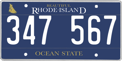 RI license plate 347567