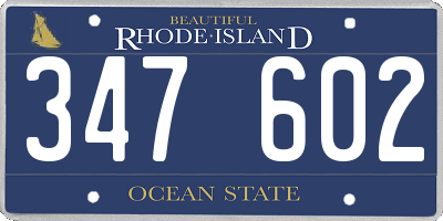 RI license plate 347602