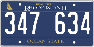RI license plate 347634