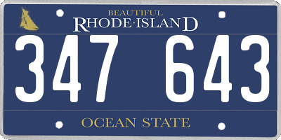 RI license plate 347643