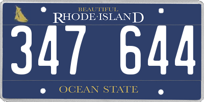 RI license plate 347644