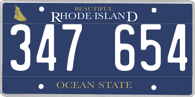 RI license plate 347654