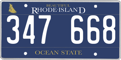 RI license plate 347668