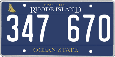 RI license plate 347670