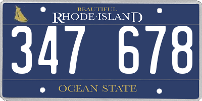 RI license plate 347678