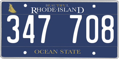 RI license plate 347708