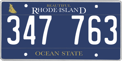 RI license plate 347763