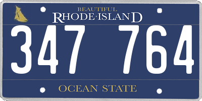 RI license plate 347764