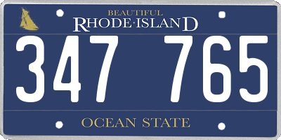 RI license plate 347765